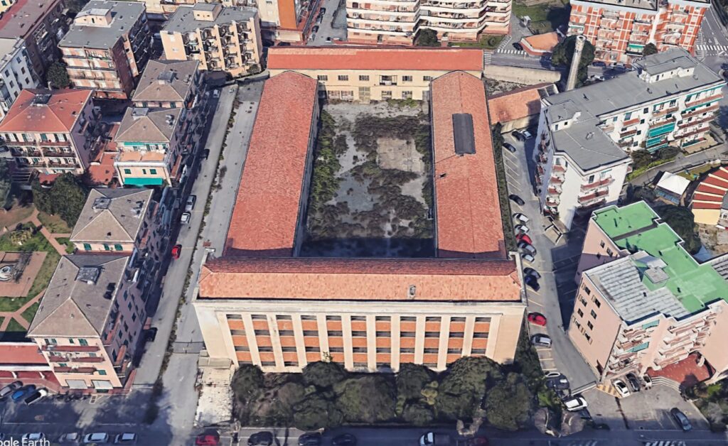 Vista aerea dell’area di intervento ad Albisola Superiore