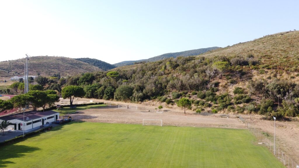 Stato attuale dell’impianto sportivo, ripresa da drone