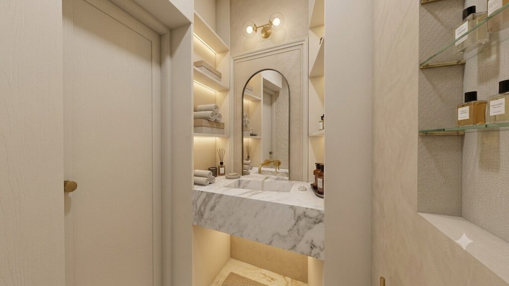 Antibagno con lavabo in marmo