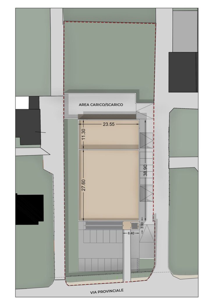 Planivolumetrico con parcheggio e posti auto