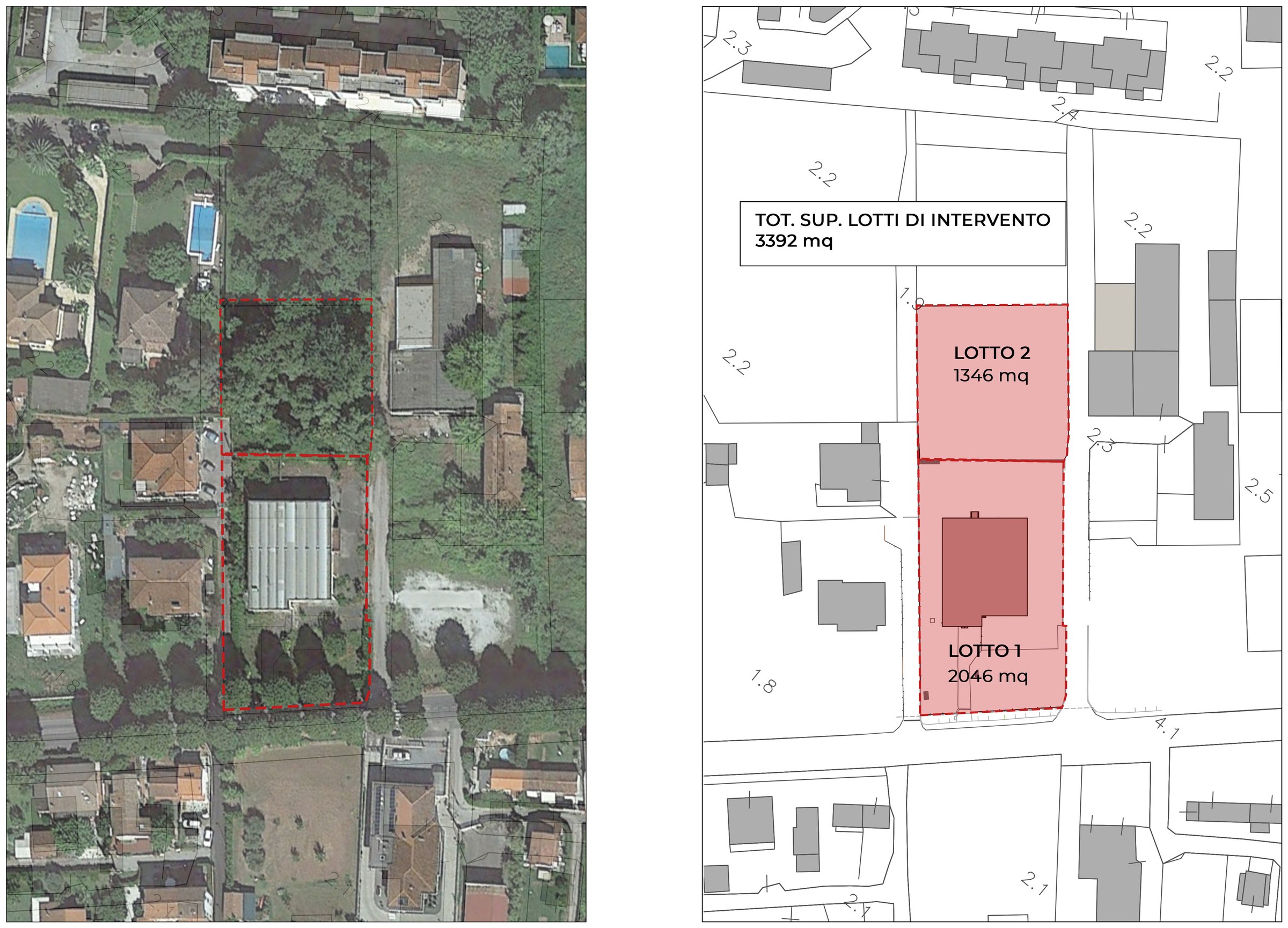 Planimetria dei lotti di intervento – Forte dei Marmi