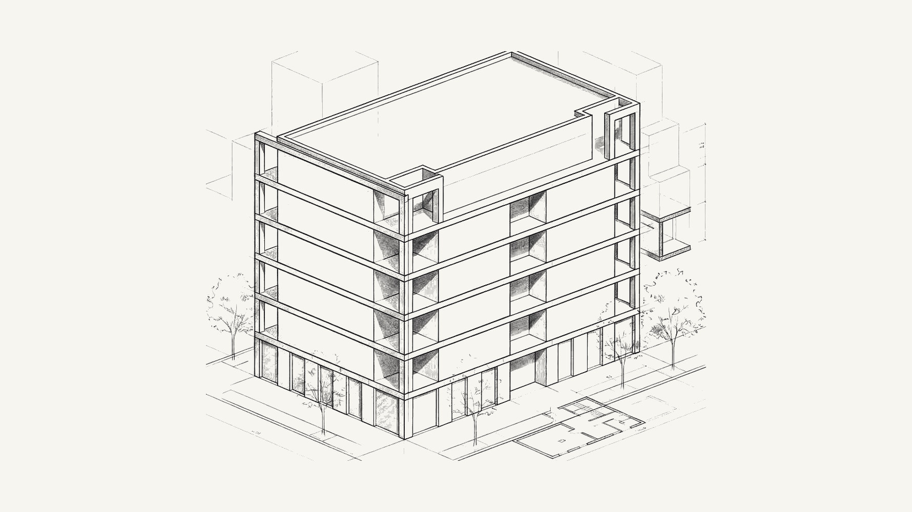 Disegno di studio volumetrico con quote