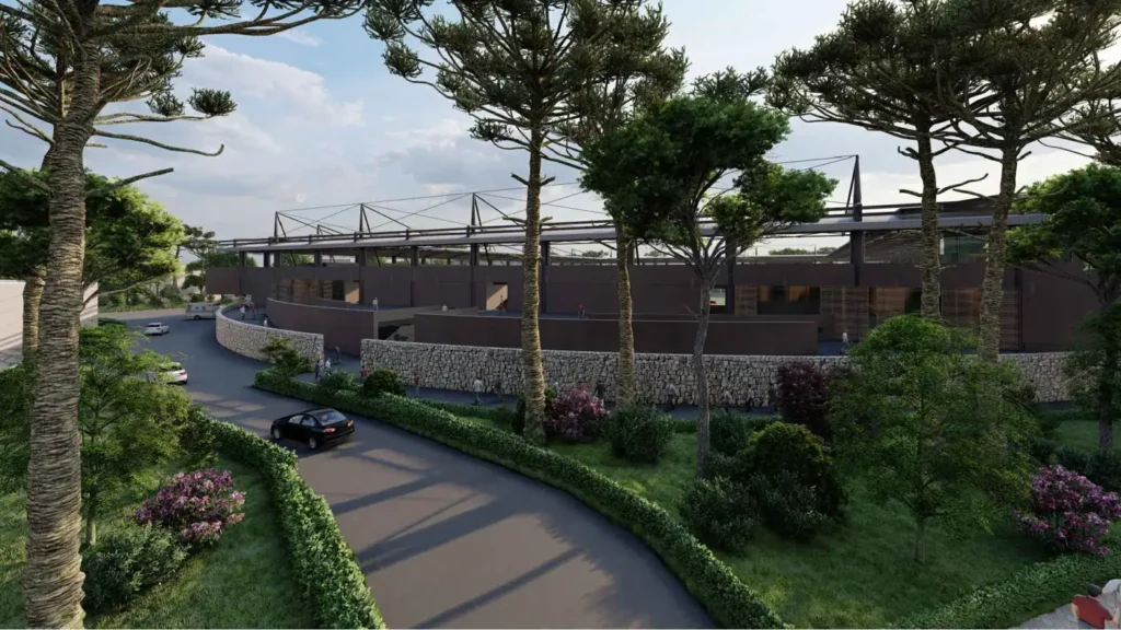 Viale di accesso verso il fronte dello stadio