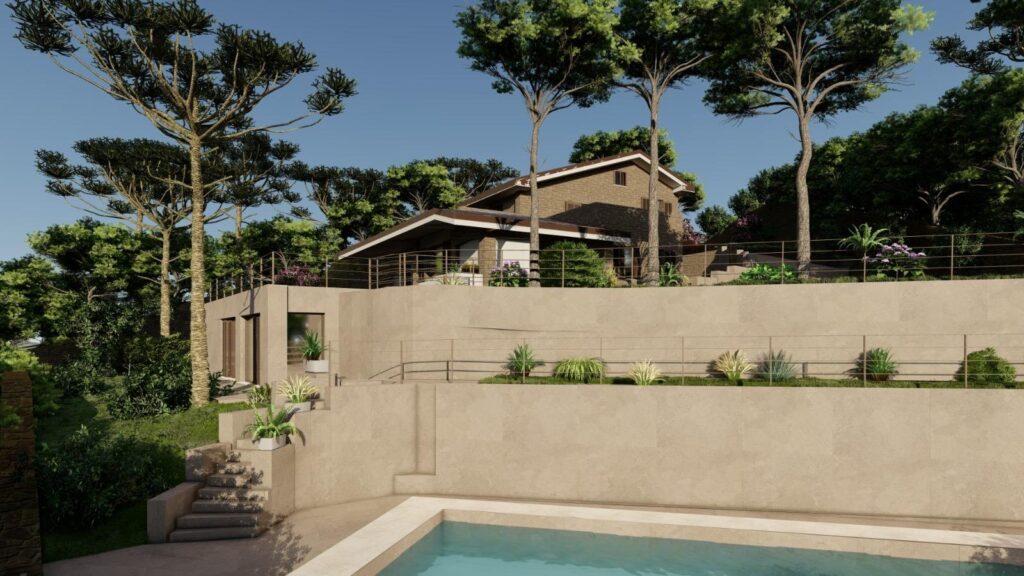 Muri di contenimento e piscina